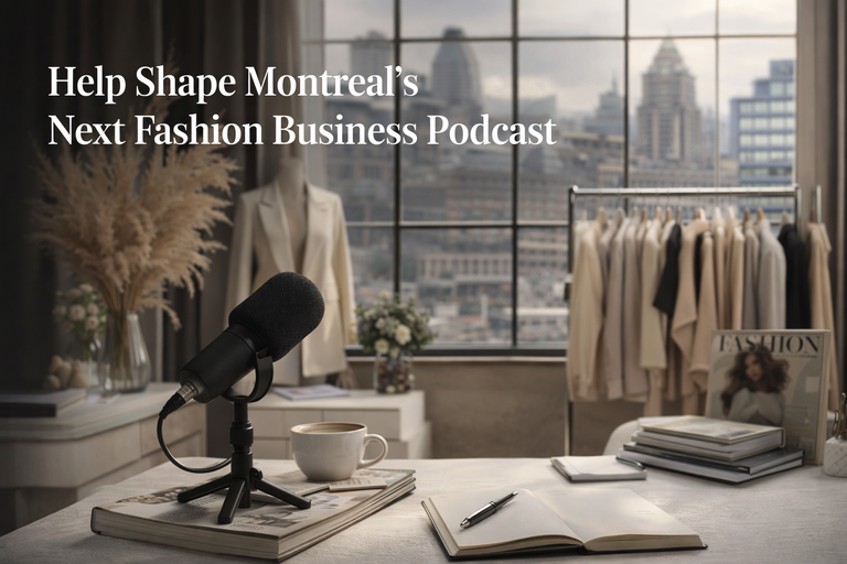 Editorial banner for Montreal fashion business podcast survey by An Epikurean